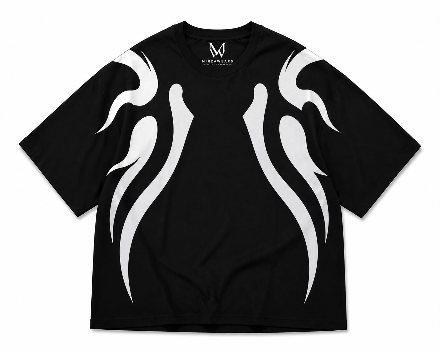 Black Tribal Flame Graphic Premium Streetwear Oversized Cotton Tee