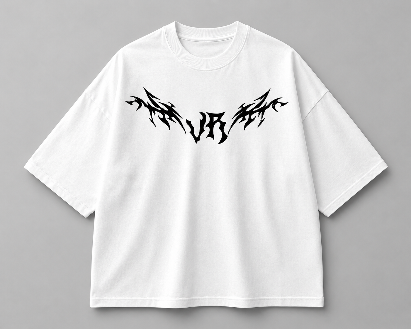 Premium White Oversized Tribal Graphic T-Shirt