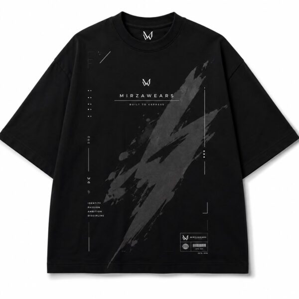 MirzaWears Identity Oversized Black Graphic T-Shirt
