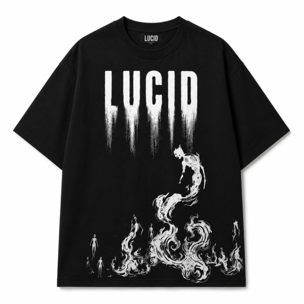 Lucid Oversized Graphic T-Shirt – Black (240 GSM Premium Cotton)