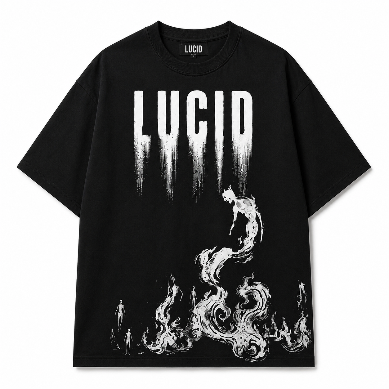 Lucid Oversized Graphic T-Shirt – Black (240 GSM Premium Cotton)