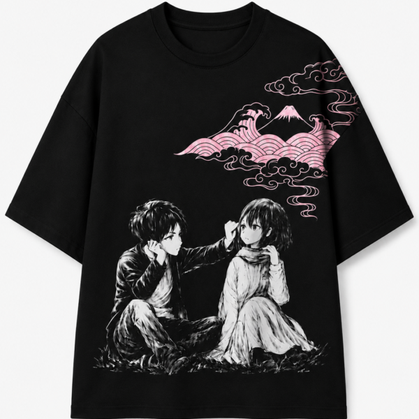 Anime Oversized Drop Shoulder T-Shirt – Black