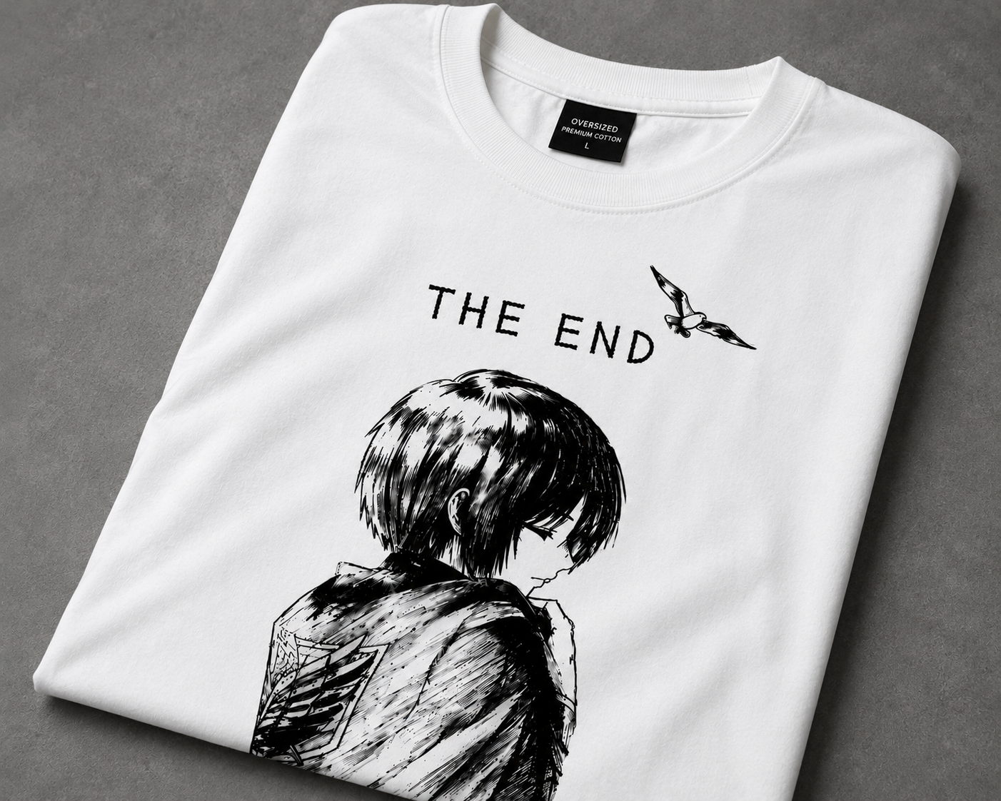 The End Oversized White Anime Graphic T-Shirt - Image 4