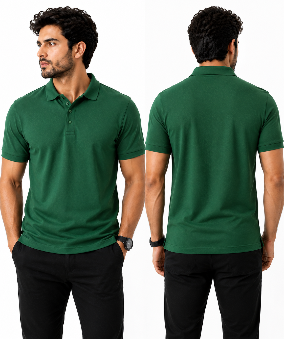 Men’s Premium Green Polo Shirt – Classic Fit - Image 3