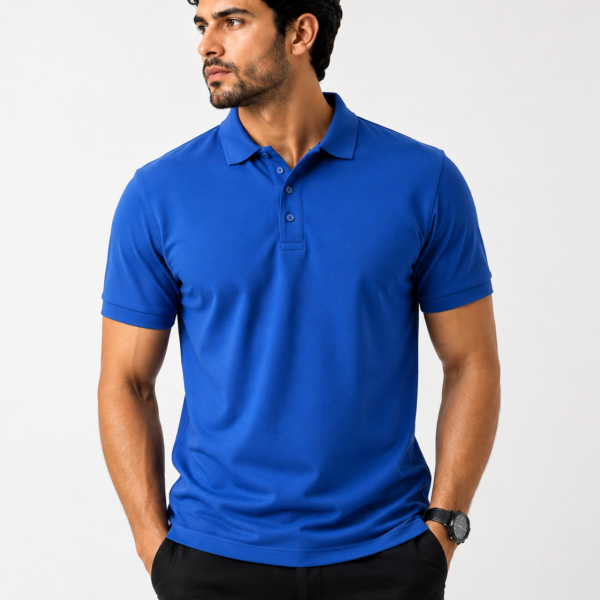 Men’s Royal Blue Polo Shirt – Premium Textured Casual Wear