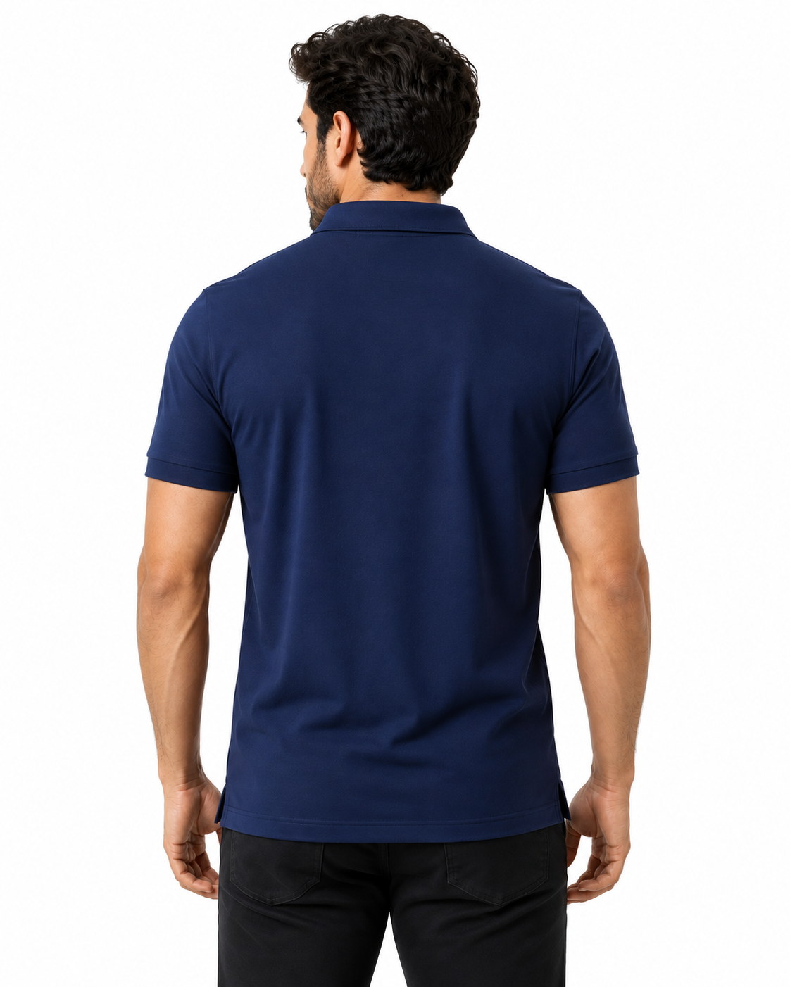 Men’s Navy Blue Polo Shirt – Premium Textured Casual Wear - Image 3