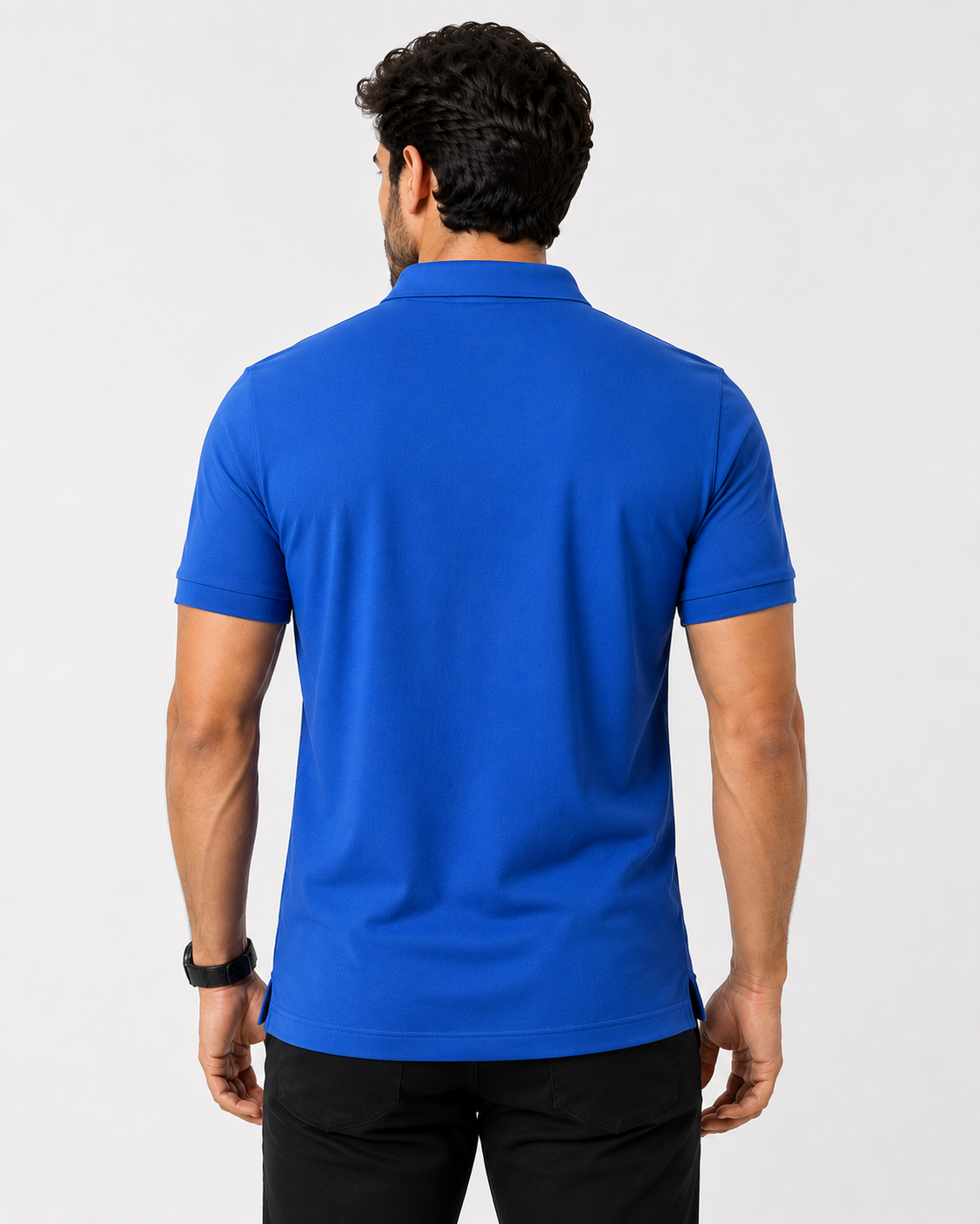 Men’s Royal Blue Polo Shirt – Premium Textured Casual Wear - Image 3